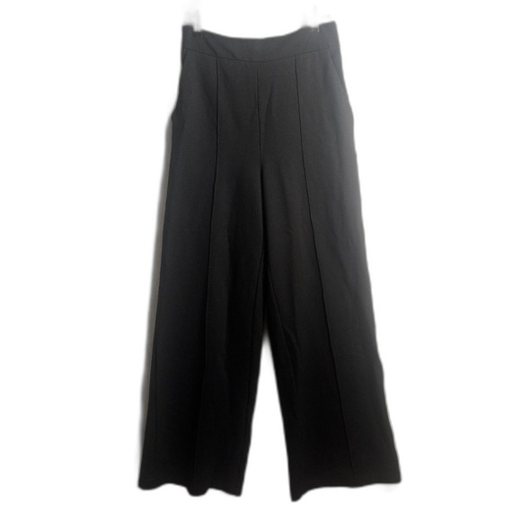 eShakti Sz 14 Wide Leg Lined Dress Pants Ponte Knit Black Wide Leg Trousers - Picture 1 of 9